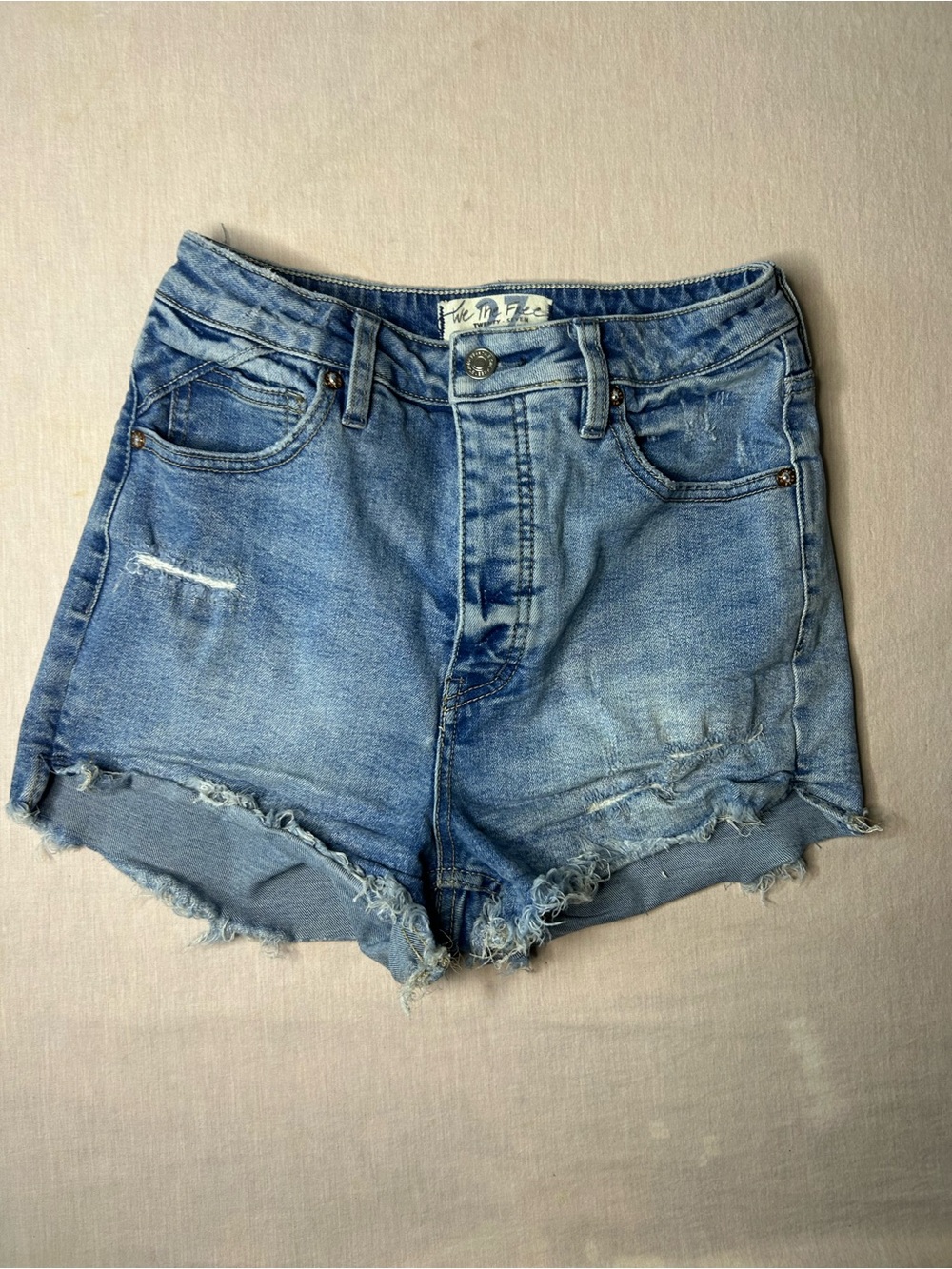 We The Free Light Blue Distressed Denim Cutoff Shorts